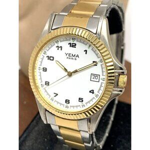 Yema Paris Unisex Watch YE159 Quartz White Dial Two Tone Stainless Steel 36mm